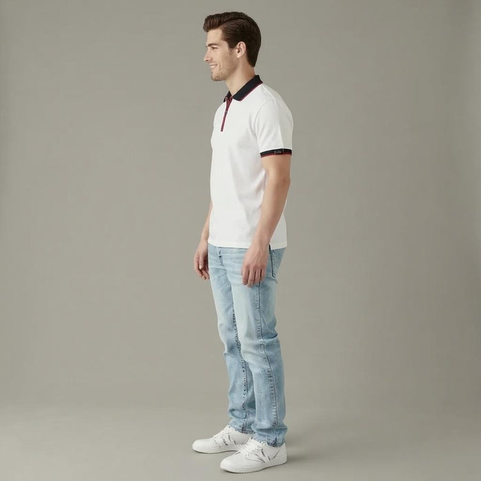 Men Off White Sold Polo Collar T-shirt