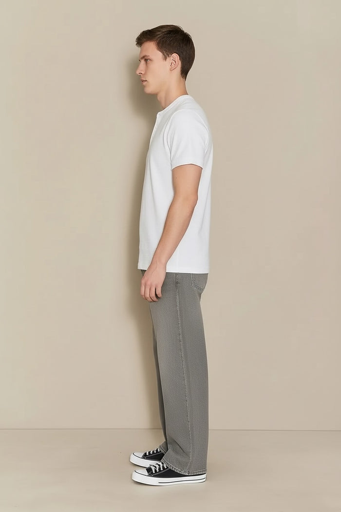 Men Off White Solid High Neck T-shirt