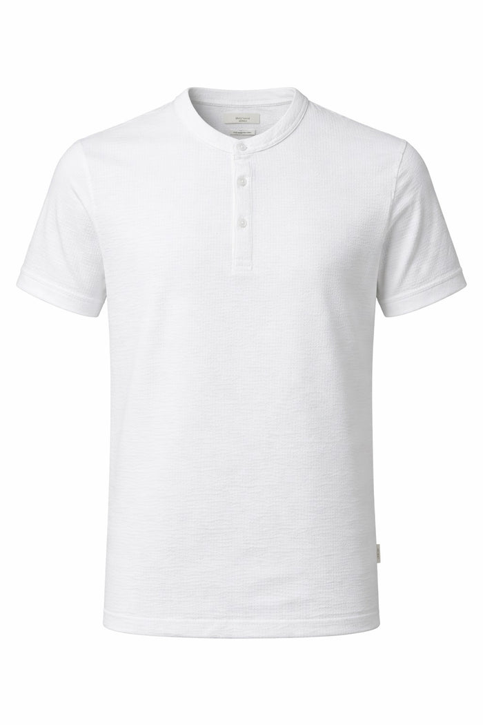 Men Off White Solid High Neck T-shirt