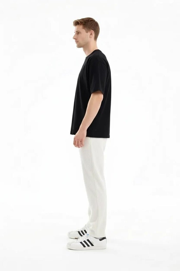 Men Off White Solid Regular Fit Track Pants