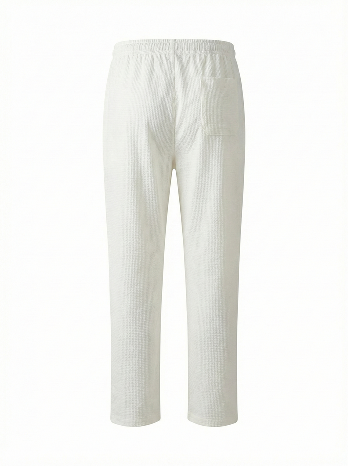 Men Off White Solid Regular Fit Track Pants