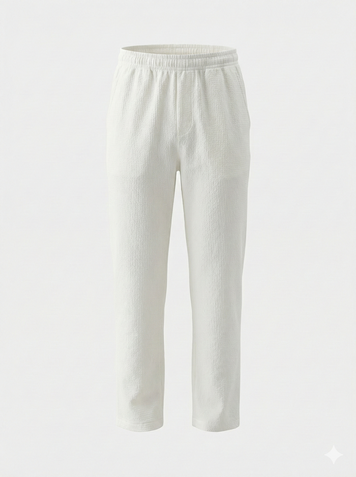 Men Off White Solid Regular Fit Track Pants