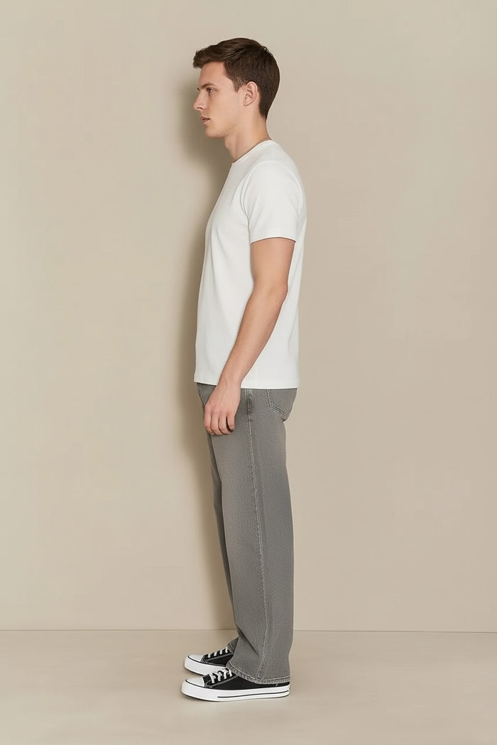 Men Off White Solid Round Neck T-shirt