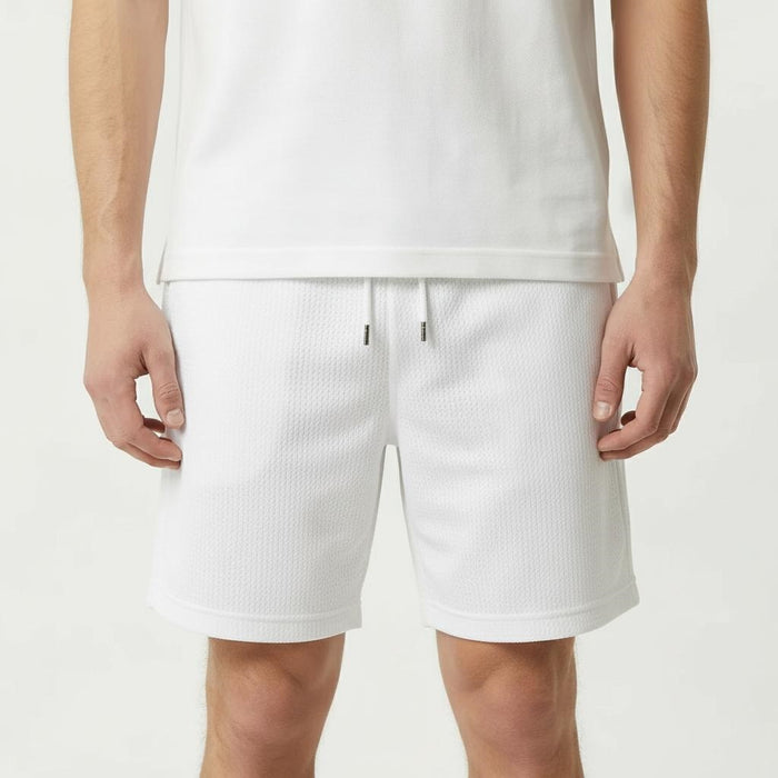 Men Off White Solid Shorts
