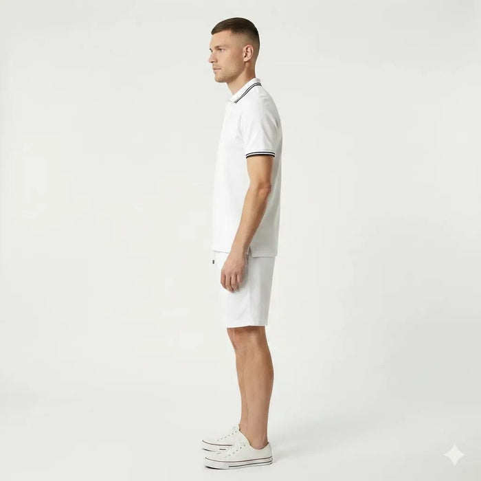 Men Off White Solid Shorts