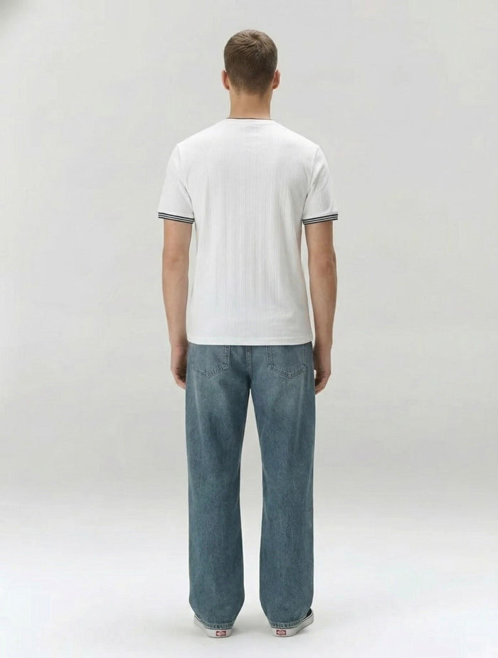 Men Off White Typography Printed Round Neck Cotton T-shirt