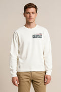 Men Off White Typography Printed Round Neck T-shirt