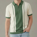 Men Oil Green Colourblocked Polo Collar T-shirt