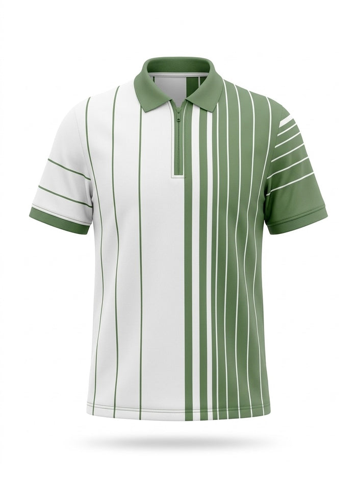 Men Oil Green Colourblocked Polo Collar T-shirt