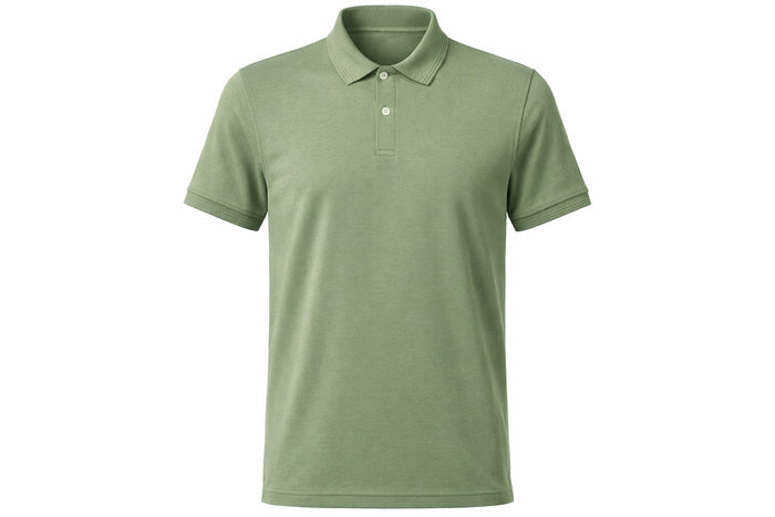 Men Oil Green Polo Collar Solid T-shirt