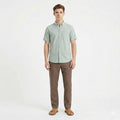 Men Olive Polo Neck Solid Casual Shirt