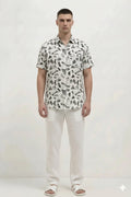Men Olive Printed Casual Shirt