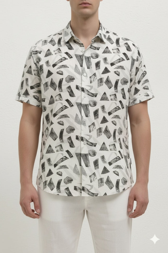 Men Olive Printed Casual Shirt