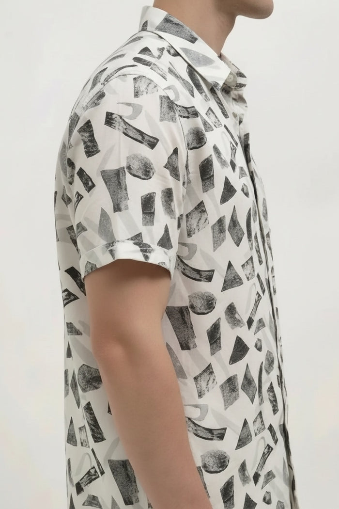 Men Olive Printed Casual Shirt