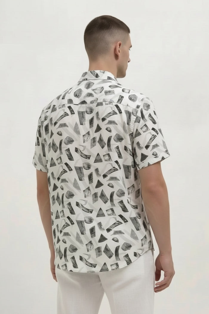 Men Olive Printed Casual Shirt