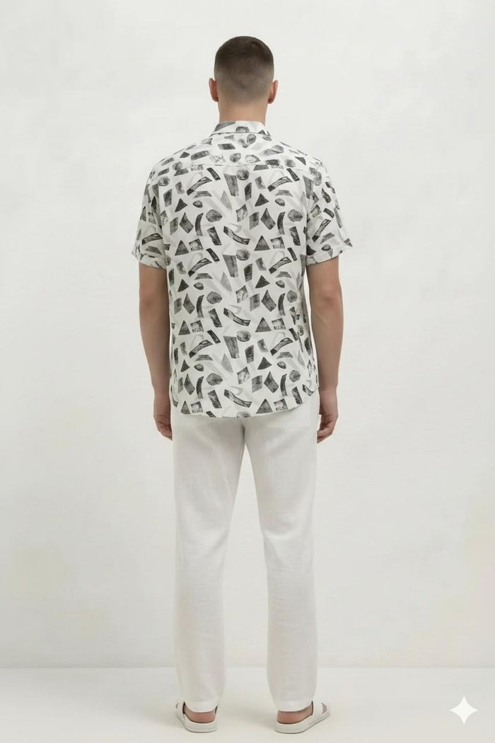 Men Olive Printed Casual Shirt