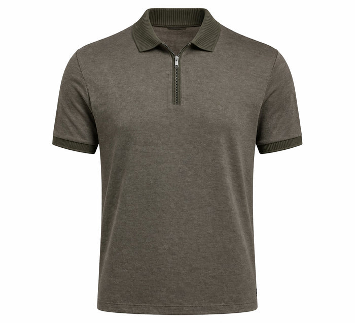 Men Olive Sold Polo Collar T-shirt
