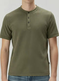 Men Olive Solid High Neck T-shirt