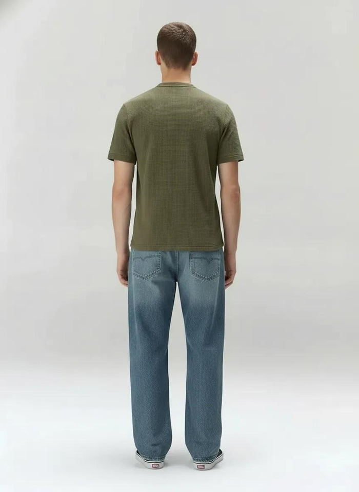 Men Olive Solid High Neck T-shirt