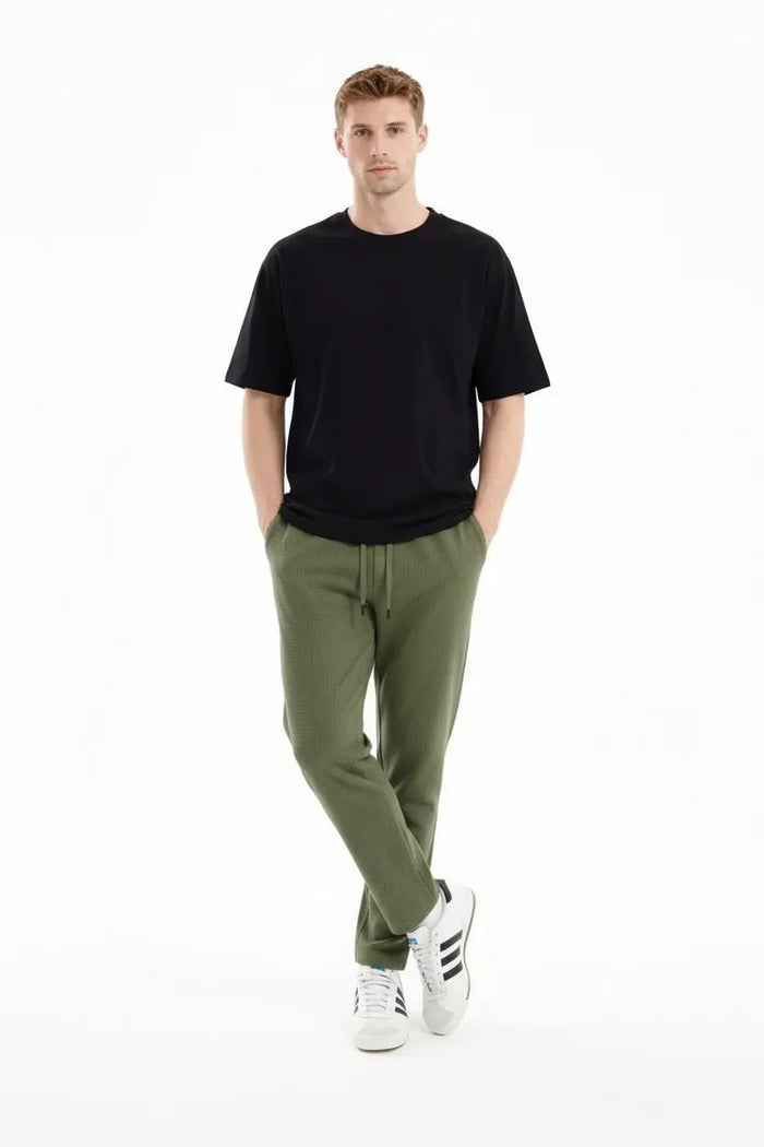 Men Olive Solid Regular Fit Track Pants