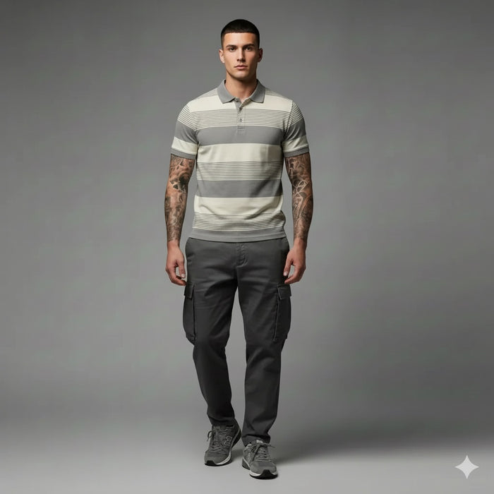 Men Onyx Colourblocked Polo Collar T-shirt