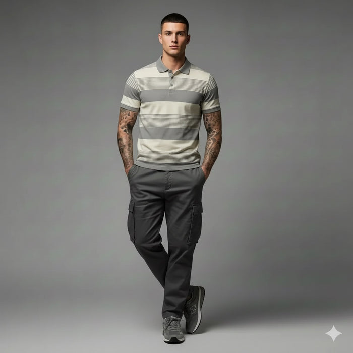 Men Onyx Colourblocked Polo Collar T-shirt