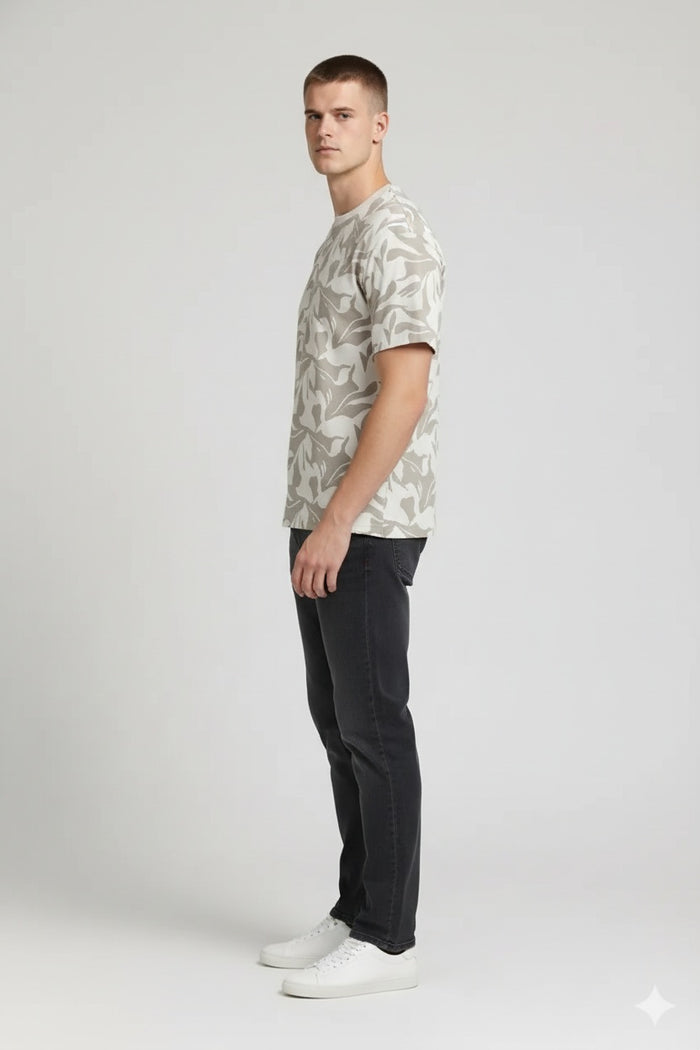 Men Onyx Round Neck Printed T-shirt