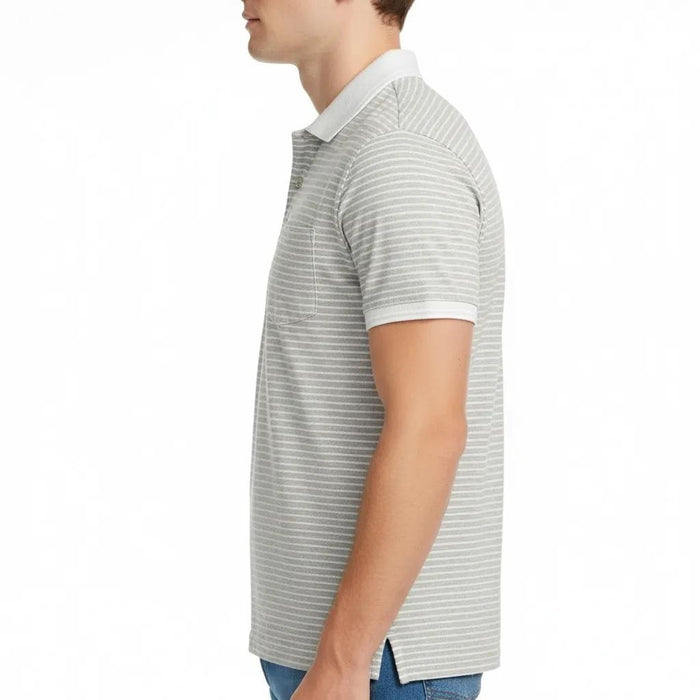 Men Onyx Striped Polo Collar Pockets T-shirt