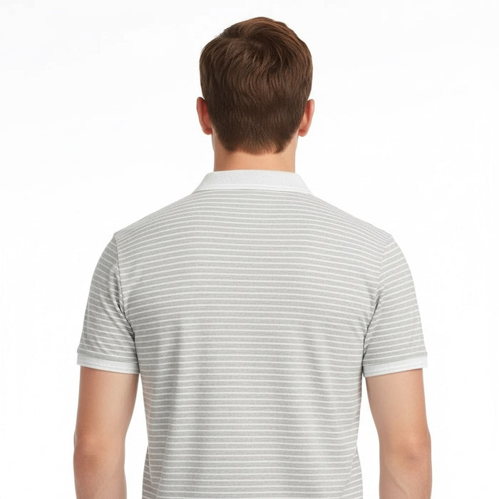 Men Onyx Striped Polo Collar Pockets T-shirt