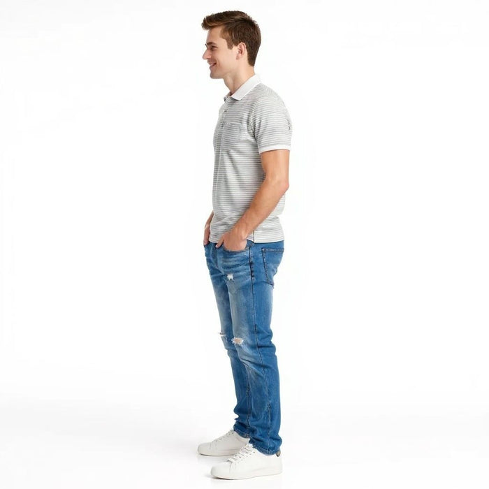 Men Onyx Striped Polo Collar Pockets T-shirt