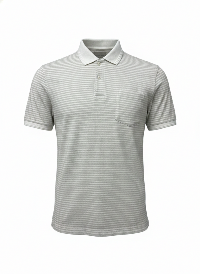 Men Onyx Striped Polo Collar Pockets T-shirt