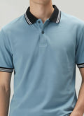 Men Oxford Blue Polo Collar T-shirt