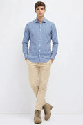 Men Oxford Blue Striped Casual Shirt