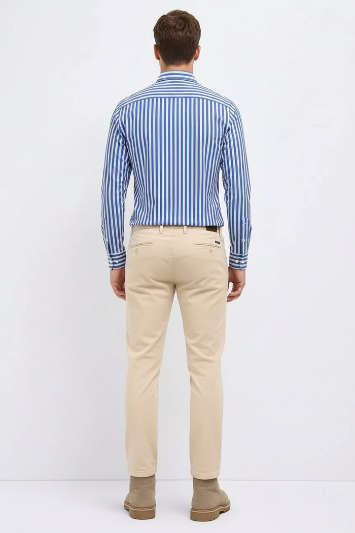 Men Oxford Blue Striped Casual Shirt