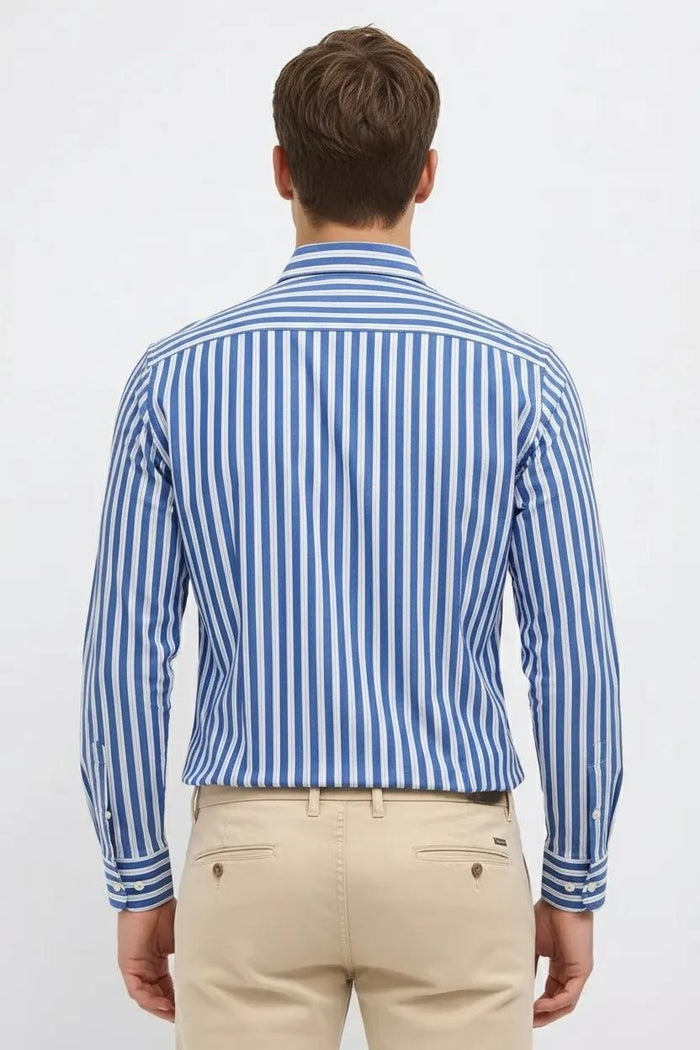 Men Oxford Blue Striped Casual Shirt