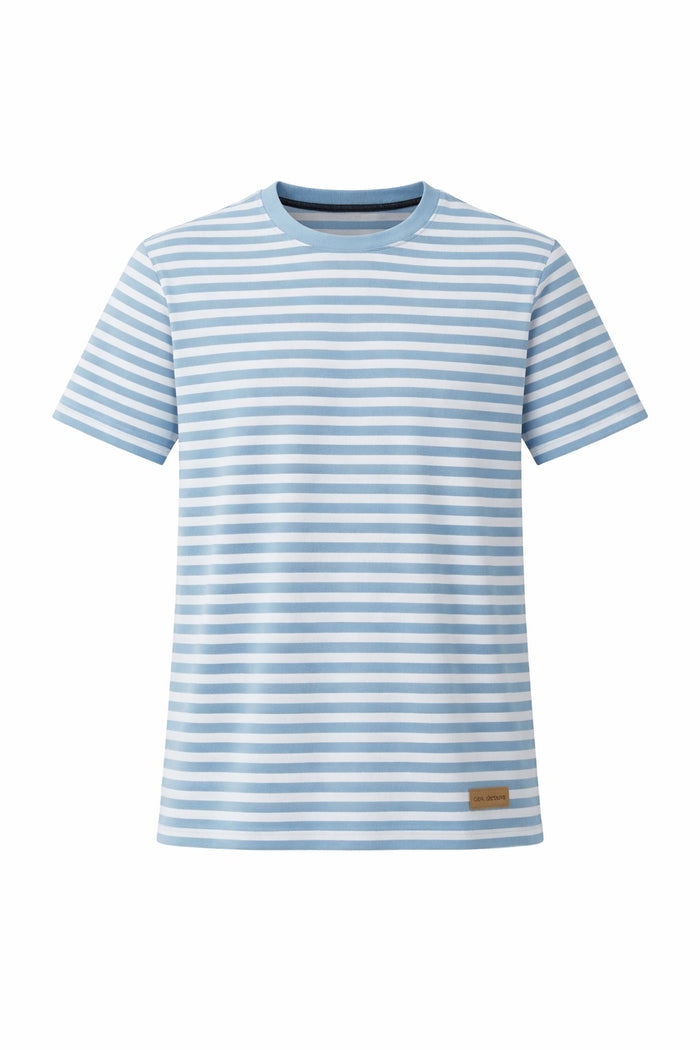 Men Oxford Blue Striped Round Neck T-shirt