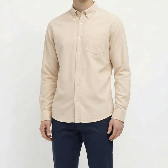 Men Peach Solid Casual Shirt