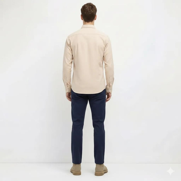 Men Peach Solid Casual Shirt