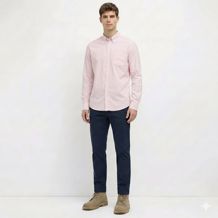 Men Peach Striped Casual Shirt