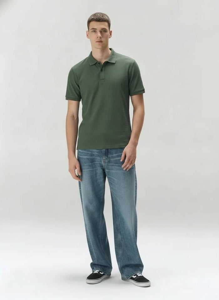 Men Pine Polo Collar T-shirt