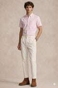 Men Pink Polo Neck Solid Casual Shirt