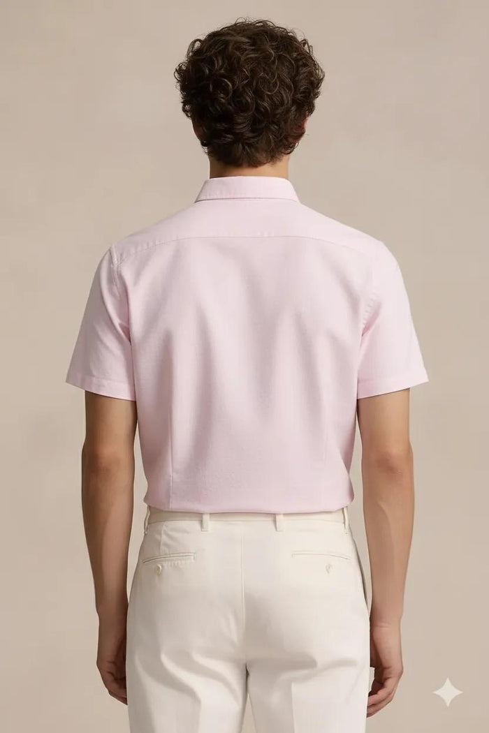 Men Pink Polo Neck Solid Casual Shirt