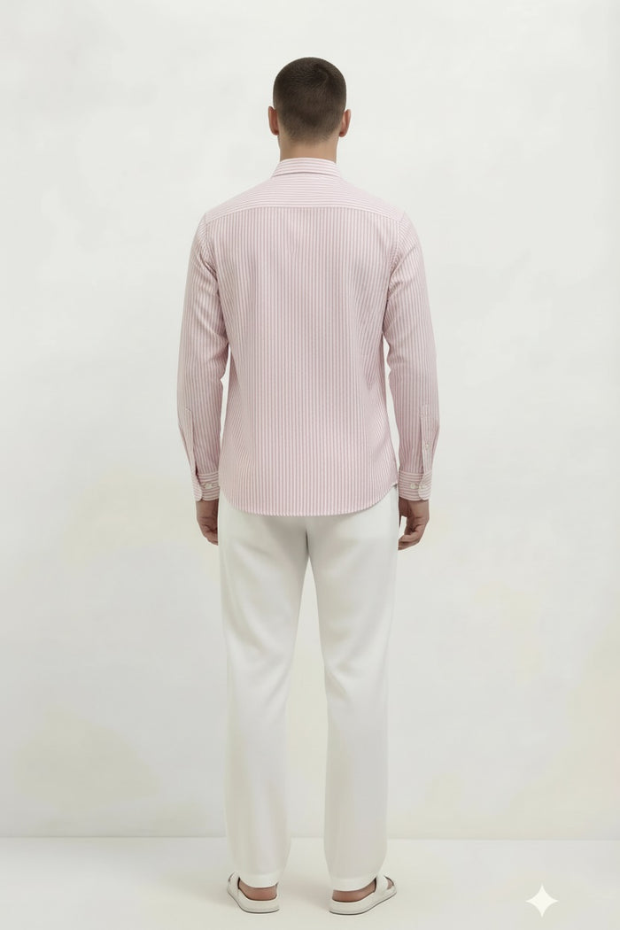 Men Pink Striped Casual Shirt