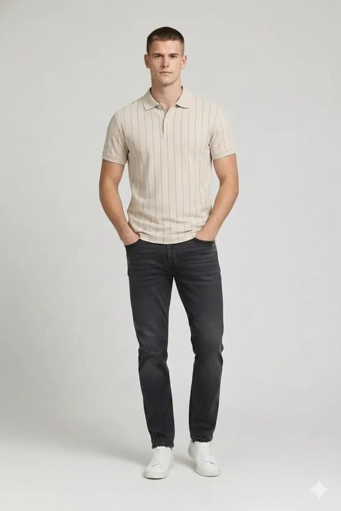 Men Pristine Striped Polo Collar T-shirt