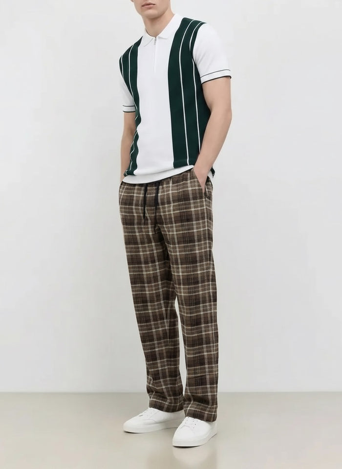 Men Regular Fit Checked Track Pants