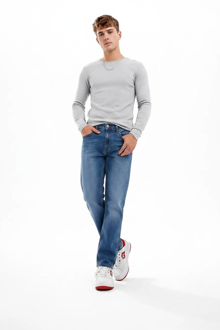 Men Regular Fit Mid-Rise Light Fade Stretchable Jeans