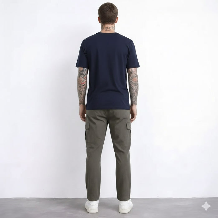 Men Regular Fit Textured Cotton Cargos