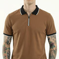 Men Rust Polo Collar Solid T-shirt