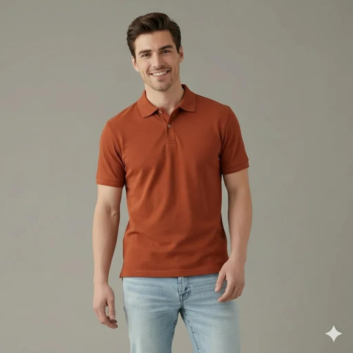 Men Rust Sold Polo Collar T-shirt