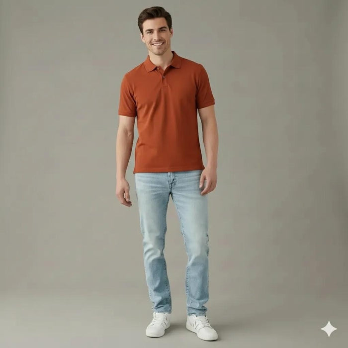 Men Rust Sold Polo Collar T-shirt